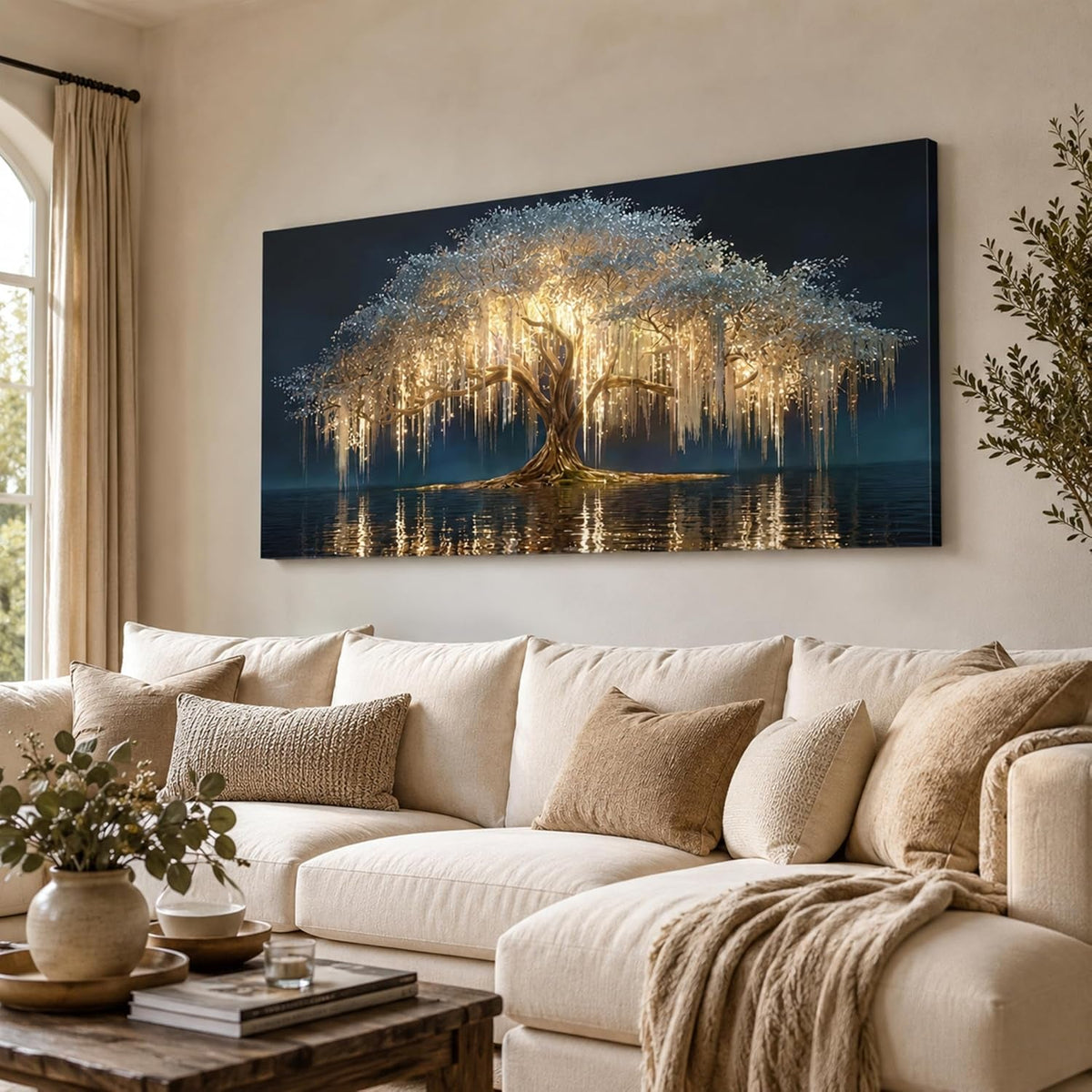 Tree of Life Landscape Wall Art Black Gold Canvas for Living Room – image 2
