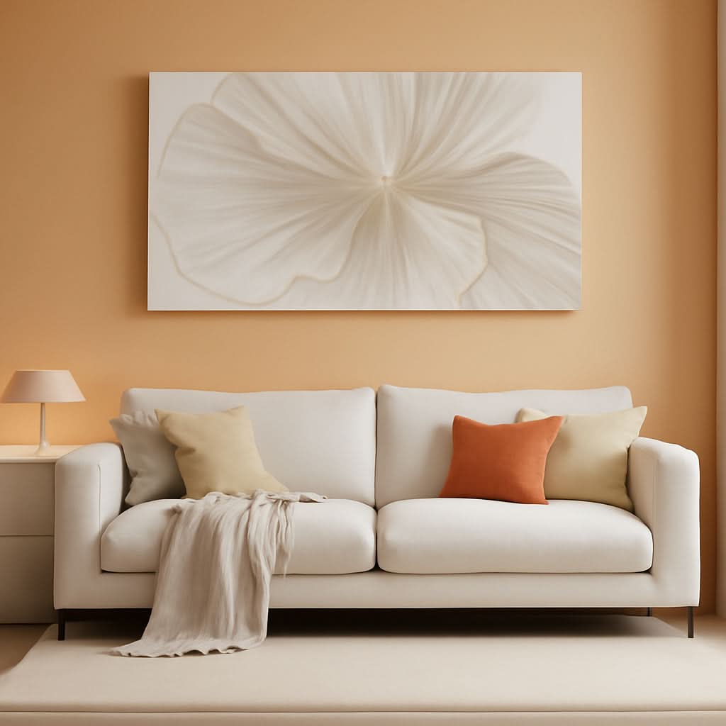 Elegance Abstract Floral Wall Art 24x48 White Gold Canvas – main view