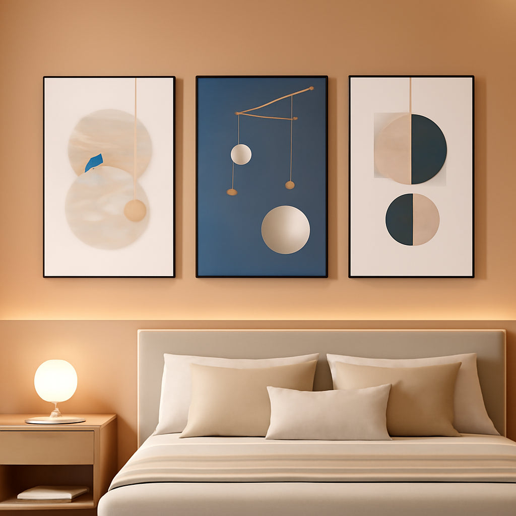 Modern Wall Art Set of 3 Hand-Painted Multicolor Canvas, 16x24 in – main view