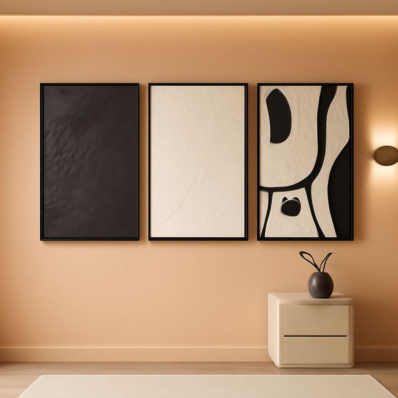 Black and White Abstract Wall Art Set of 3 Framed, 20x30 in – main view
