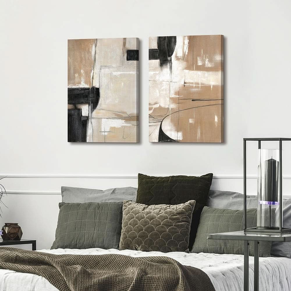 Abstract Wall Art Black Brown Canvas for Living Room – image 4