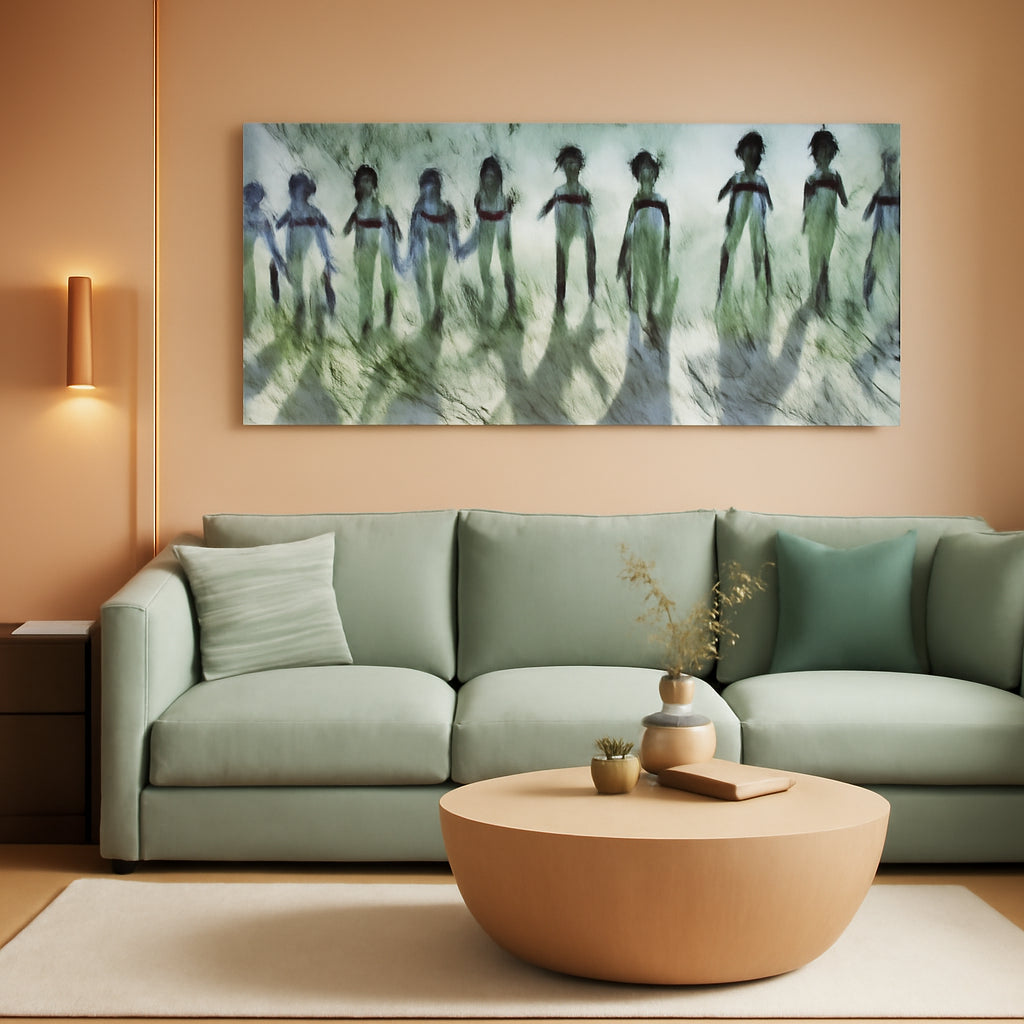 Textured Abstract Wall Art 29x58 Sage Green Canvas – main view
