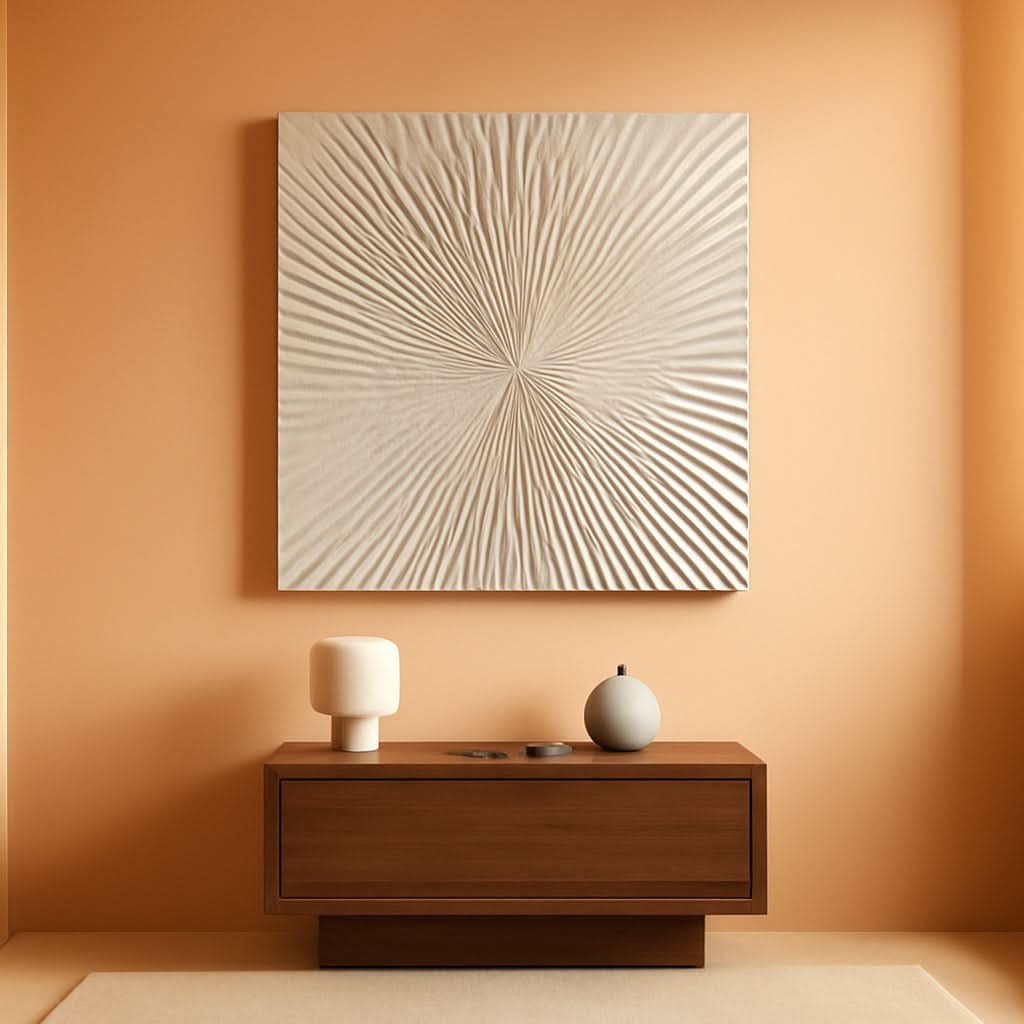 Abstract Wall Art 24x48 Hand-Painted Framed White for Living Room – main view