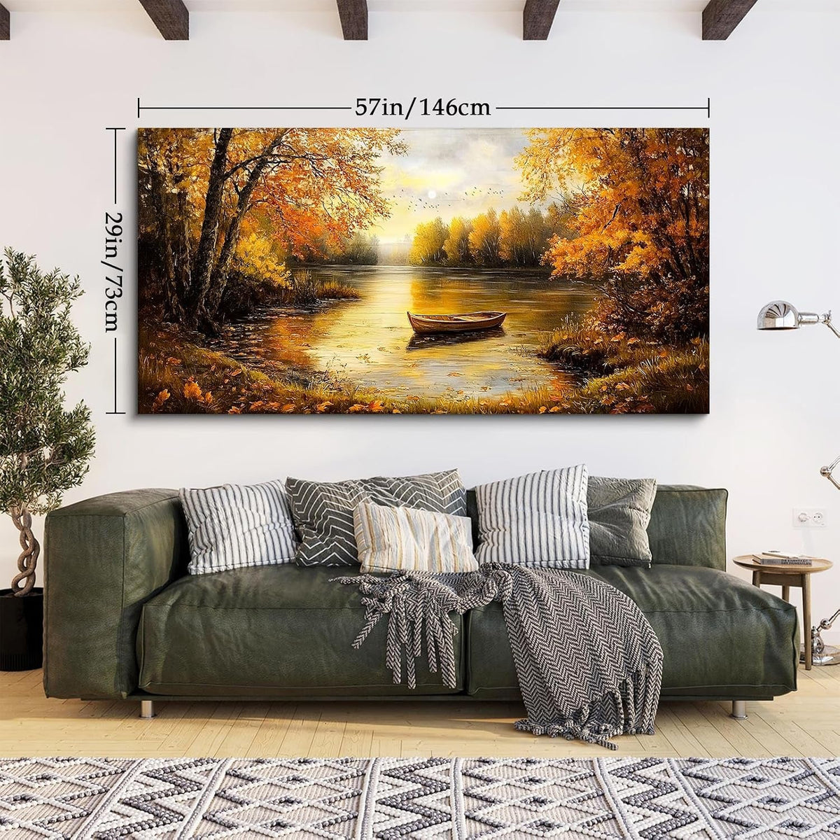 Autumn Landscape Wall Art 29x57 Gold Canvas for Living Room – image 3