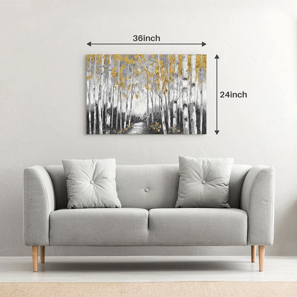 Forest Birch Textured Landscape Wall Art 24x36 Canvas – image 3