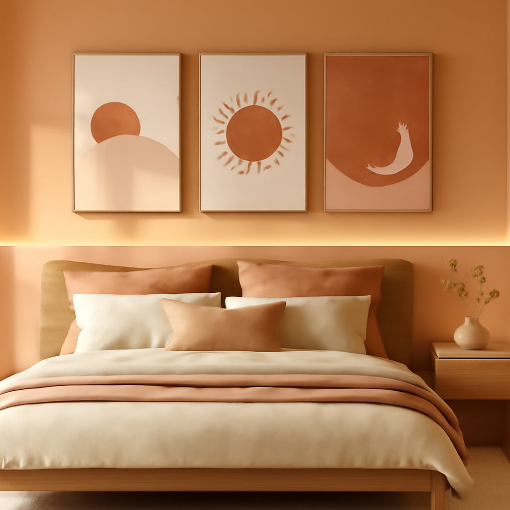 Moon Sun Boho Wall Art 16x24 Framed Terracotta Canvas – main view