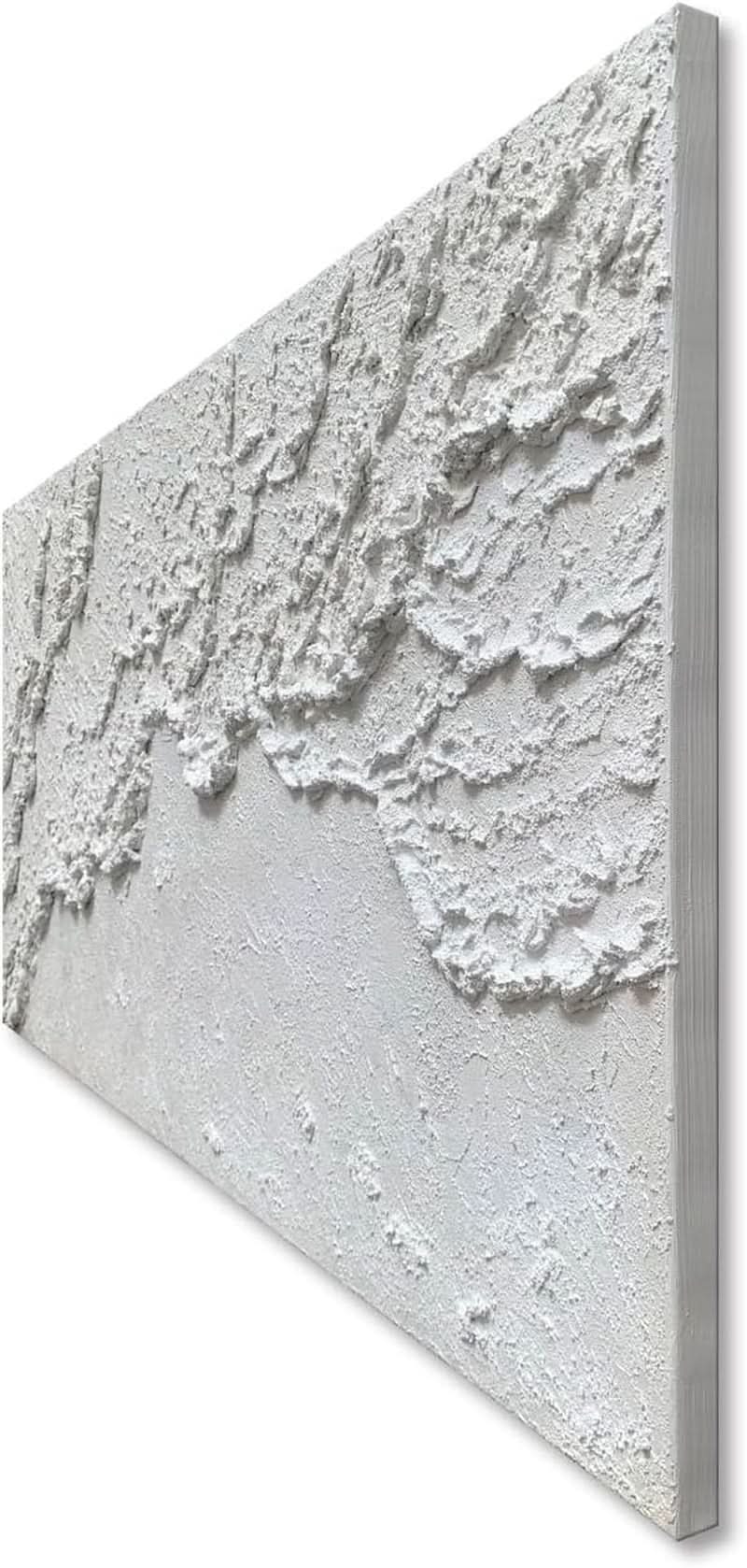 Oceanic Wave Textured Coastal Wall Art 48x24 Hand-Painted White – image 3