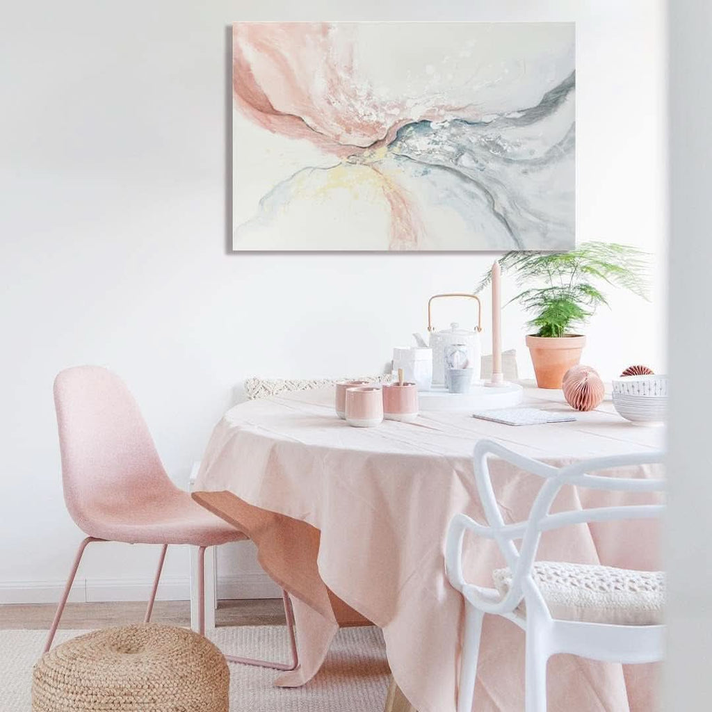 Abstract Wall Art 36x24 Hand-Painted Pink Canvas for Living Room – image 7