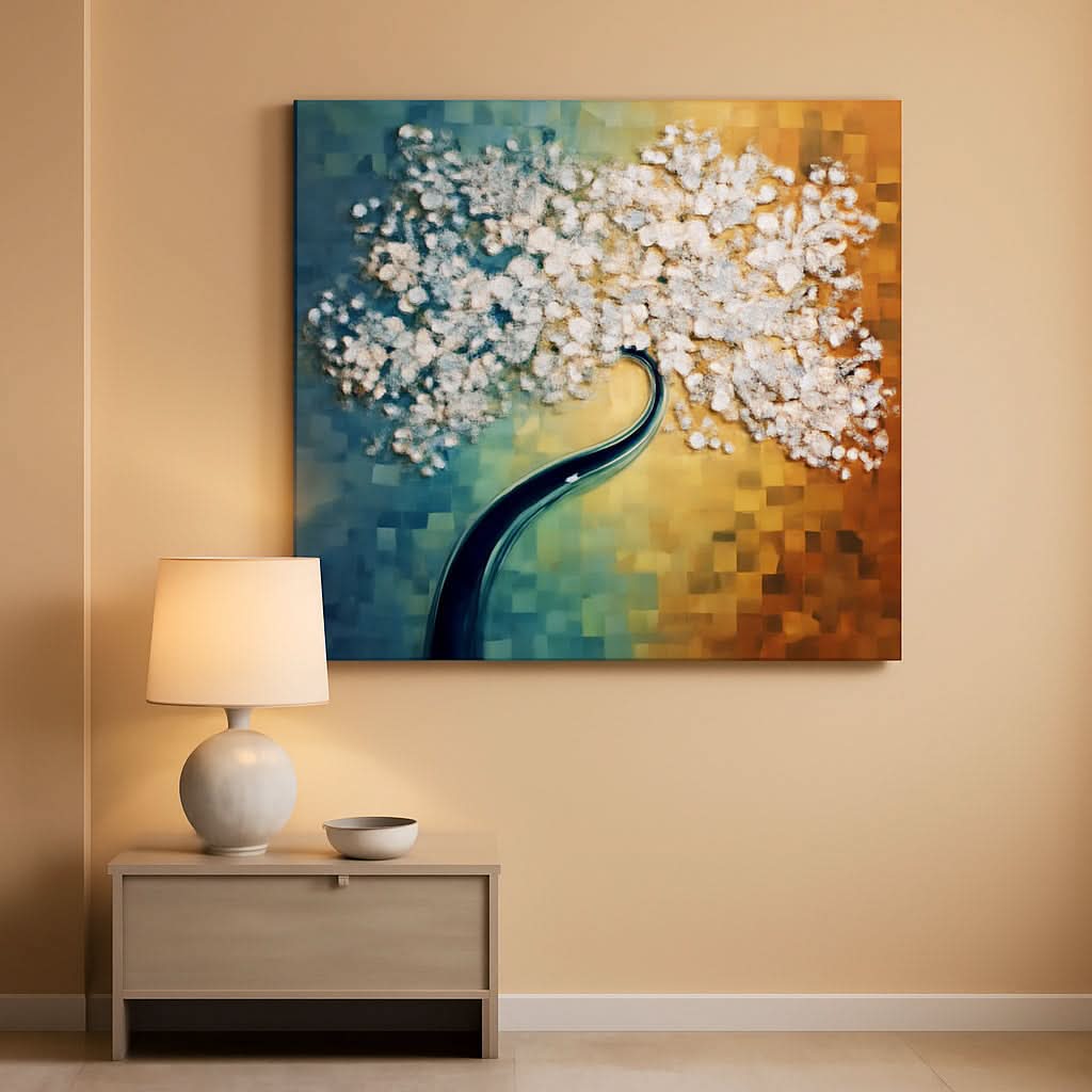 Canvas Wall Art 24x60 Hand-Painted Framed for Living Room – main view