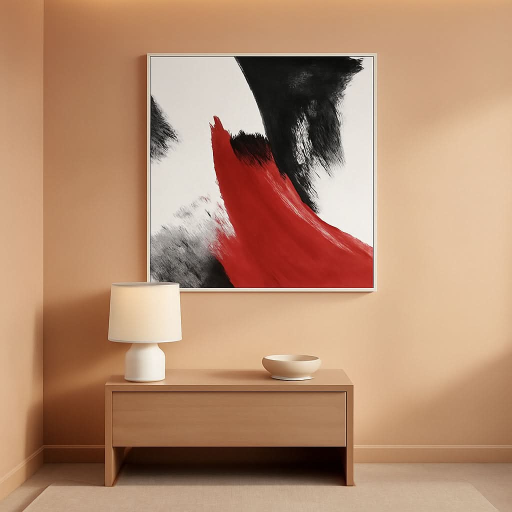 Abstract Wall Art 24x36 Red Canvas for Living Room – main view