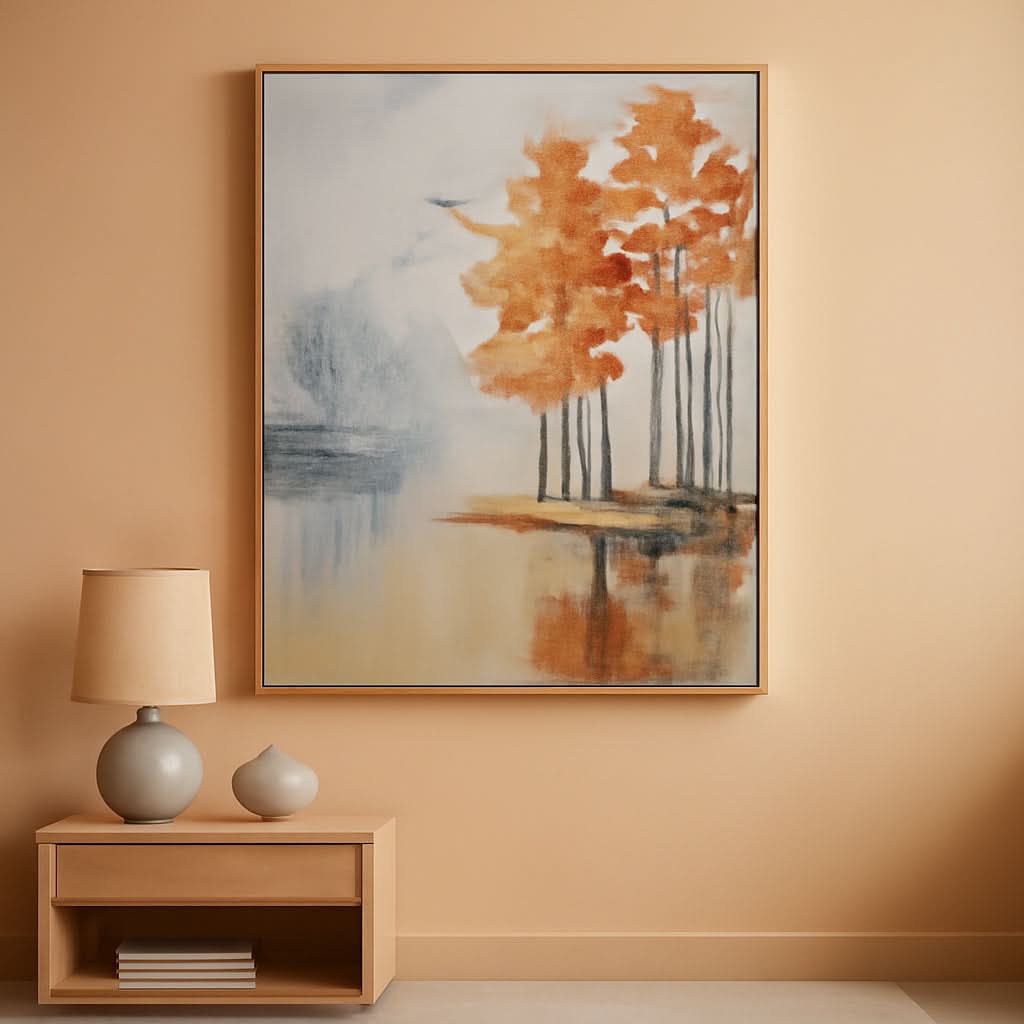 Landscape Wall Art 24x36 Hand-Painted Framed for Living Room – main view