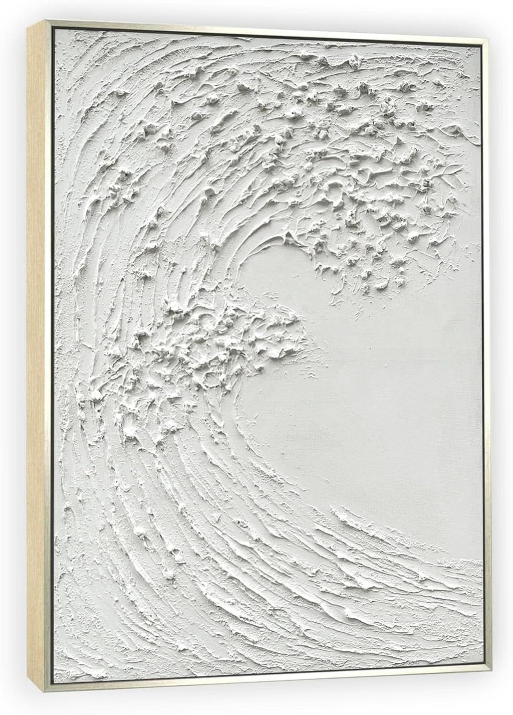 Ocean Waves Textured Coastal Wall Art 45x30 Hand-Painted Framed White – image 2