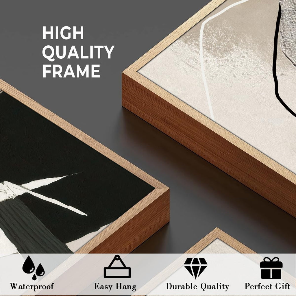 Abstract Wall Art Set of 3 Framed Neutral Canvas, 24x36 in – image 7
