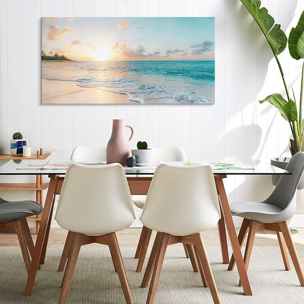 Sunset Coastal Wall Art 20x40 Blue Canvas for Living Room – image 3