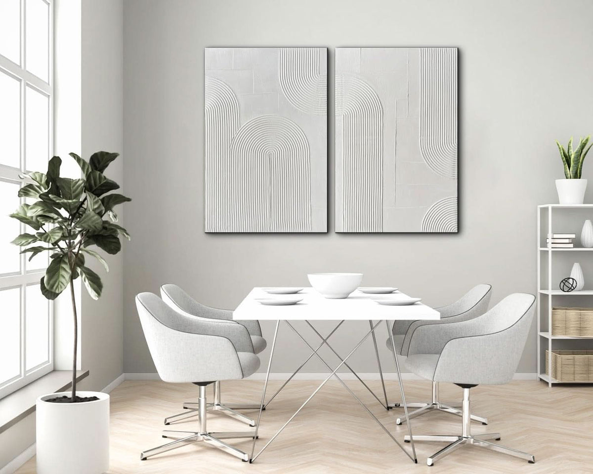 Textured Abstract Wall Art 24x36 Hand-Painted White – image 7