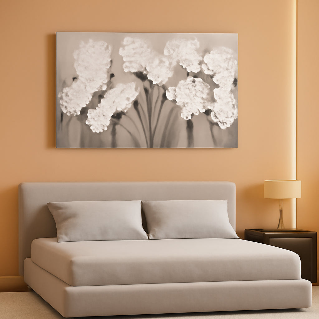 Black and White Floral Wall Art 20x40 Canvas for Living Room – main view