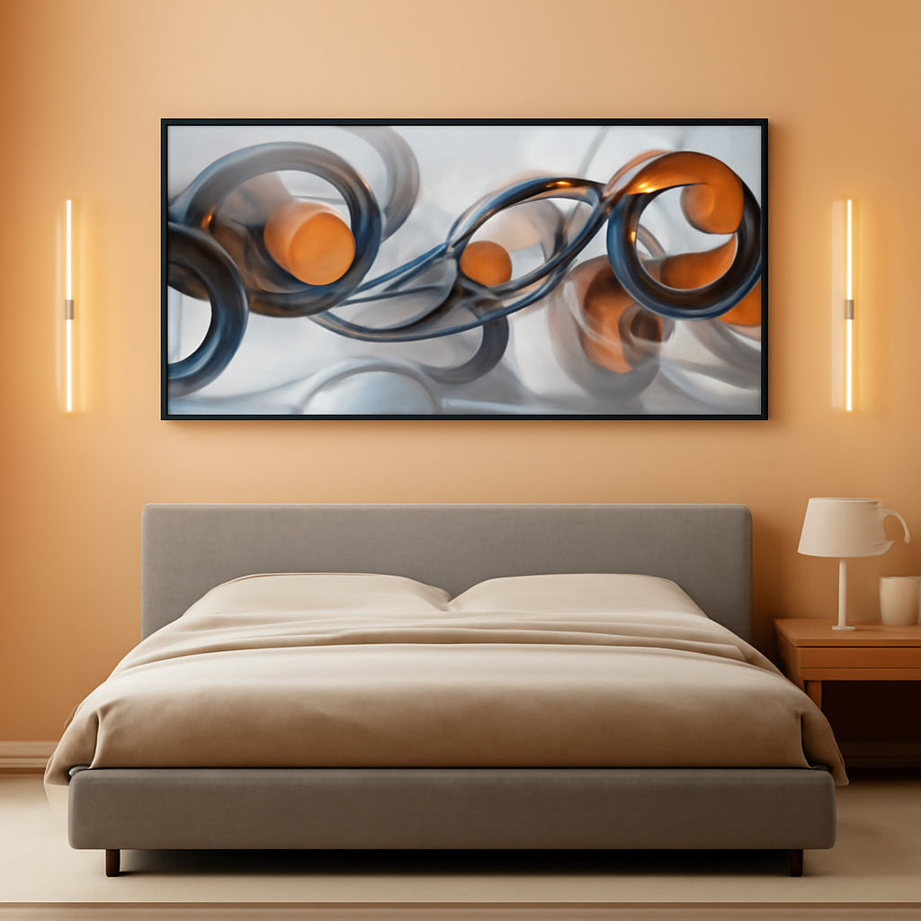Charcoal Abstract Wall Art 40x20 Brown Canvas for Living Room – main view