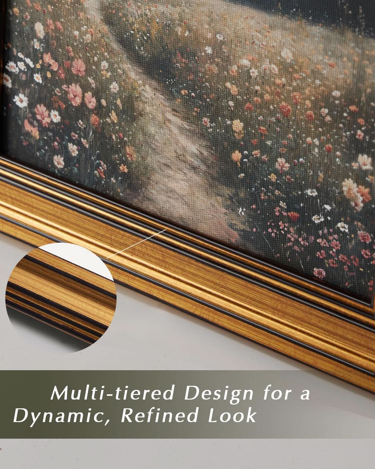 Hydrangea Gilded Floral Wall Art Framed Gold Canvas – image 3