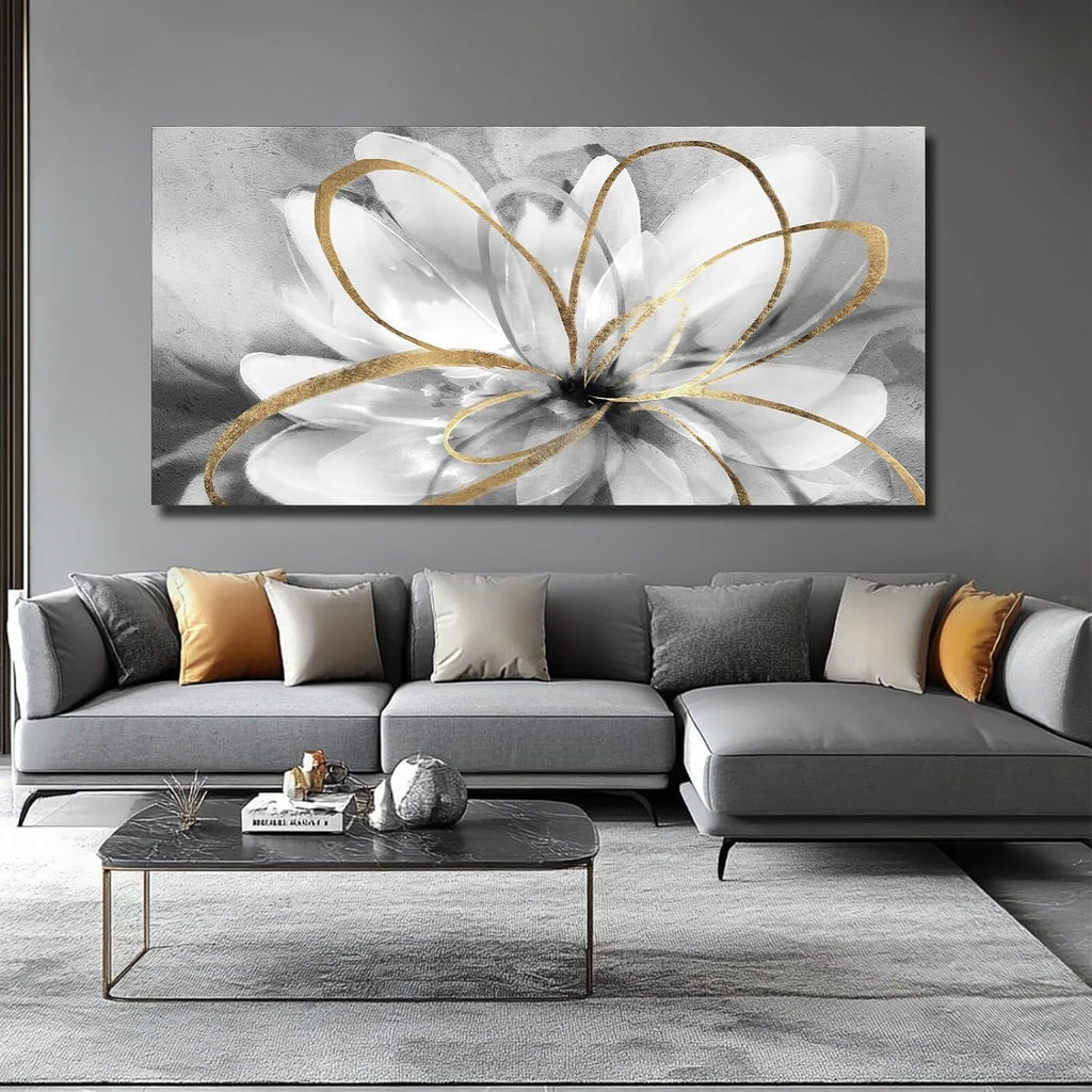 Flower Abstract Floral Wall Art 30x60 White Canvas – image 2