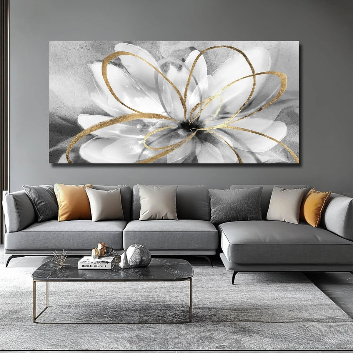 Flower Abstract Floral Wall Art 30x60 White Canvas – image 2