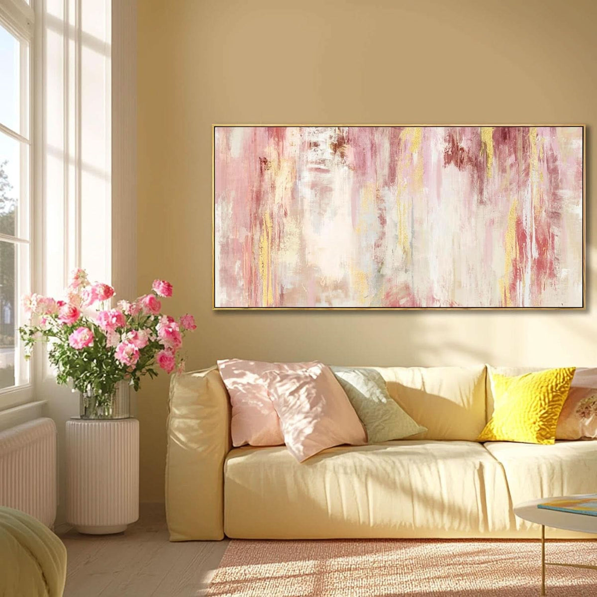 Abstract Wall Art 20x40 Framed Pink Canvas for Living Room – image 7