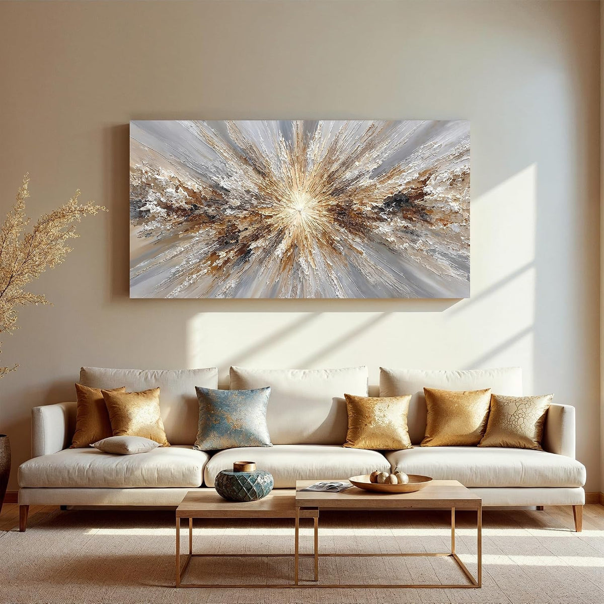 Abstract Wall Art 20x40 White Brown Canvas for Living Room – image 4
