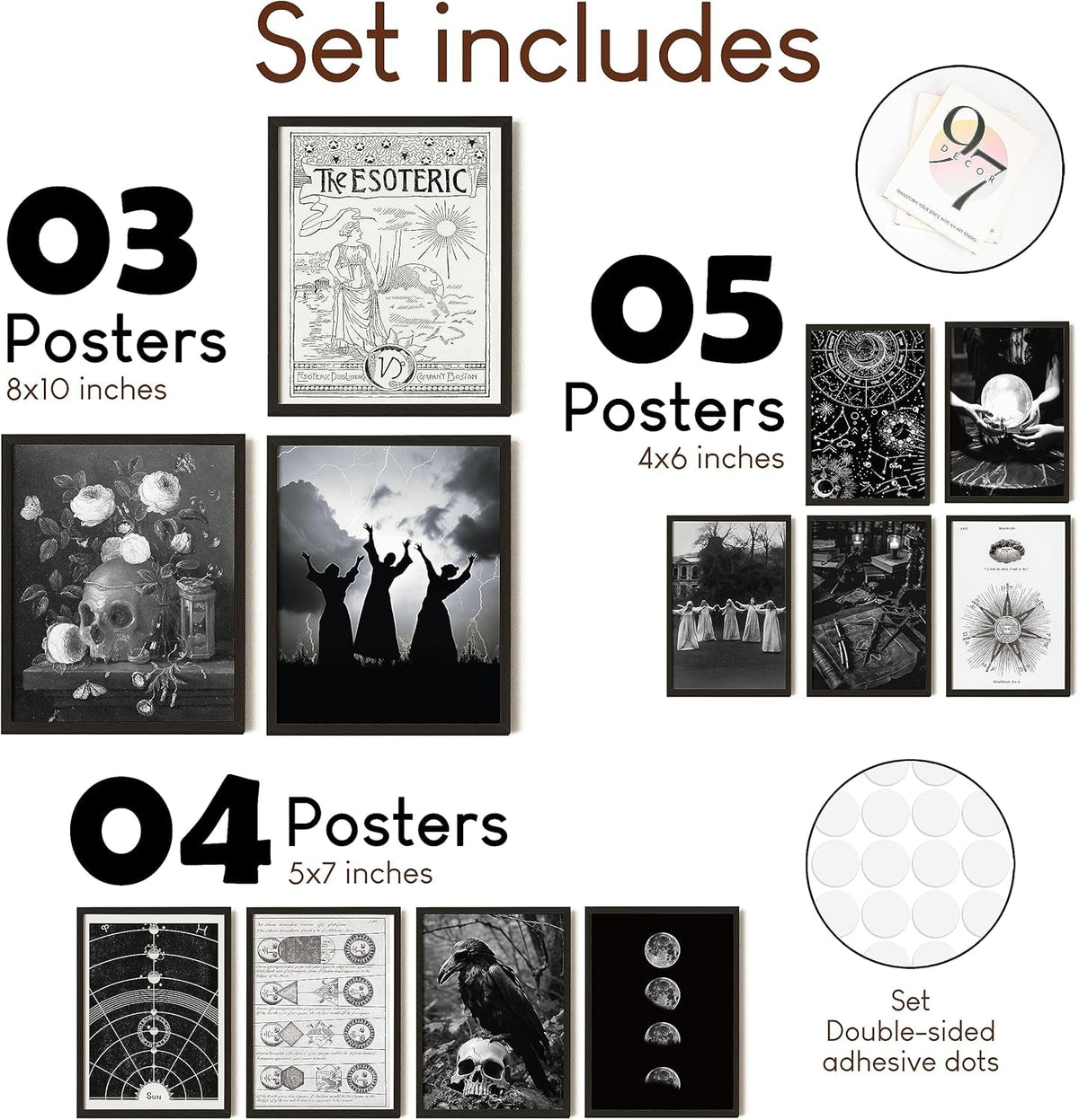 Gothic Witchcraft Wall Art Framed Black Prints for Bedroom – image 2