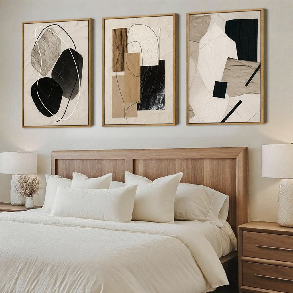 Palette Abstract Wall Art 36x24 Framed Neutral Canvas – image 3