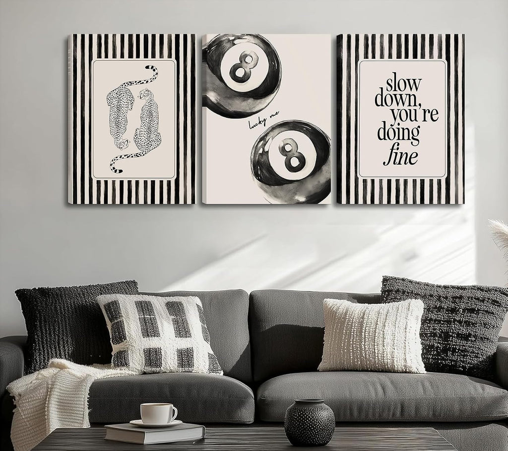 Cheetah Stripe Wall Art 16x24 Framed Black Beige Canvas – image 5