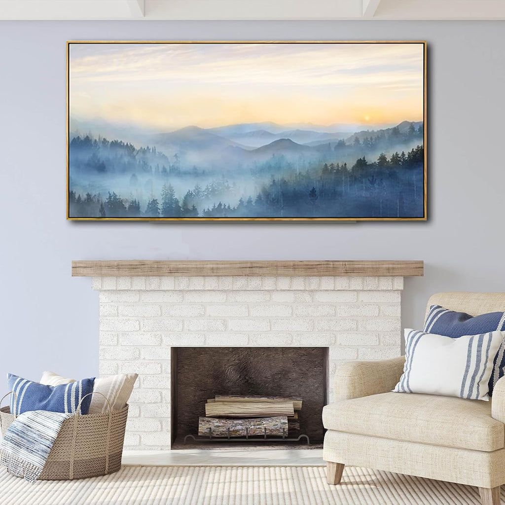Mountain Landscape Wall Art Extra Large Hand-Painted Blue – image 7