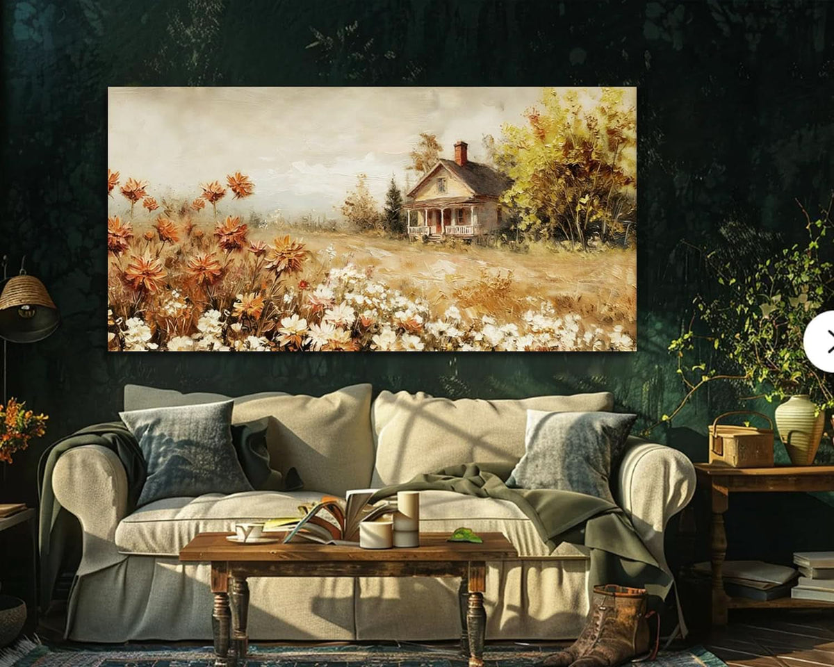 Rustic Farmhouse Landscape Wall Art 58x29 Hand-Painted Canvas – image 2