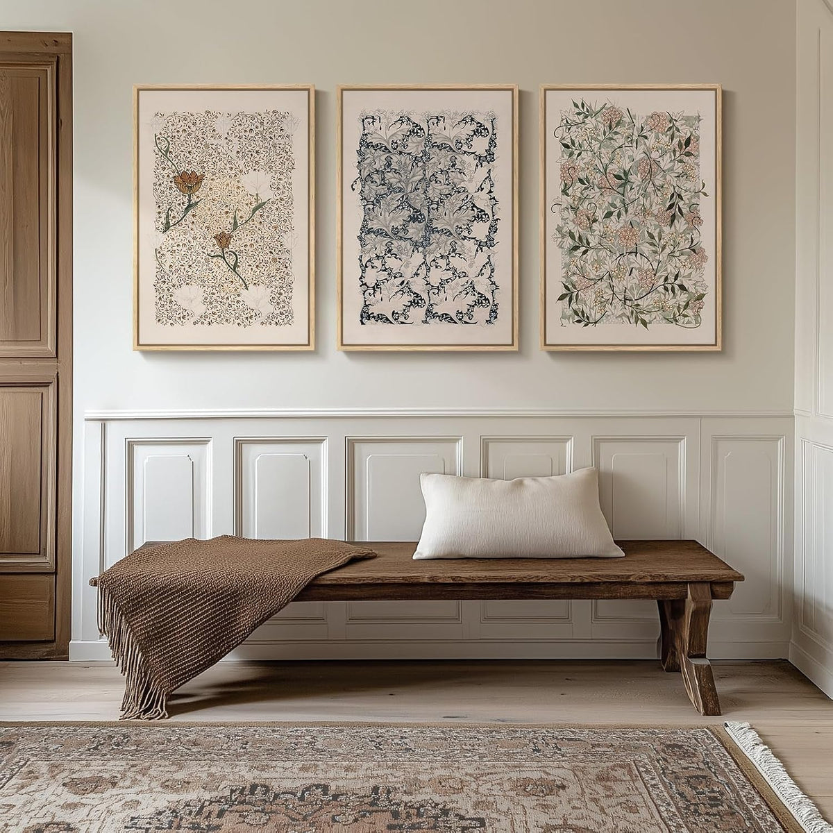 William Morris Botanical Wall Art Set of 3 Framed Canvas, 30x60 in – image 4