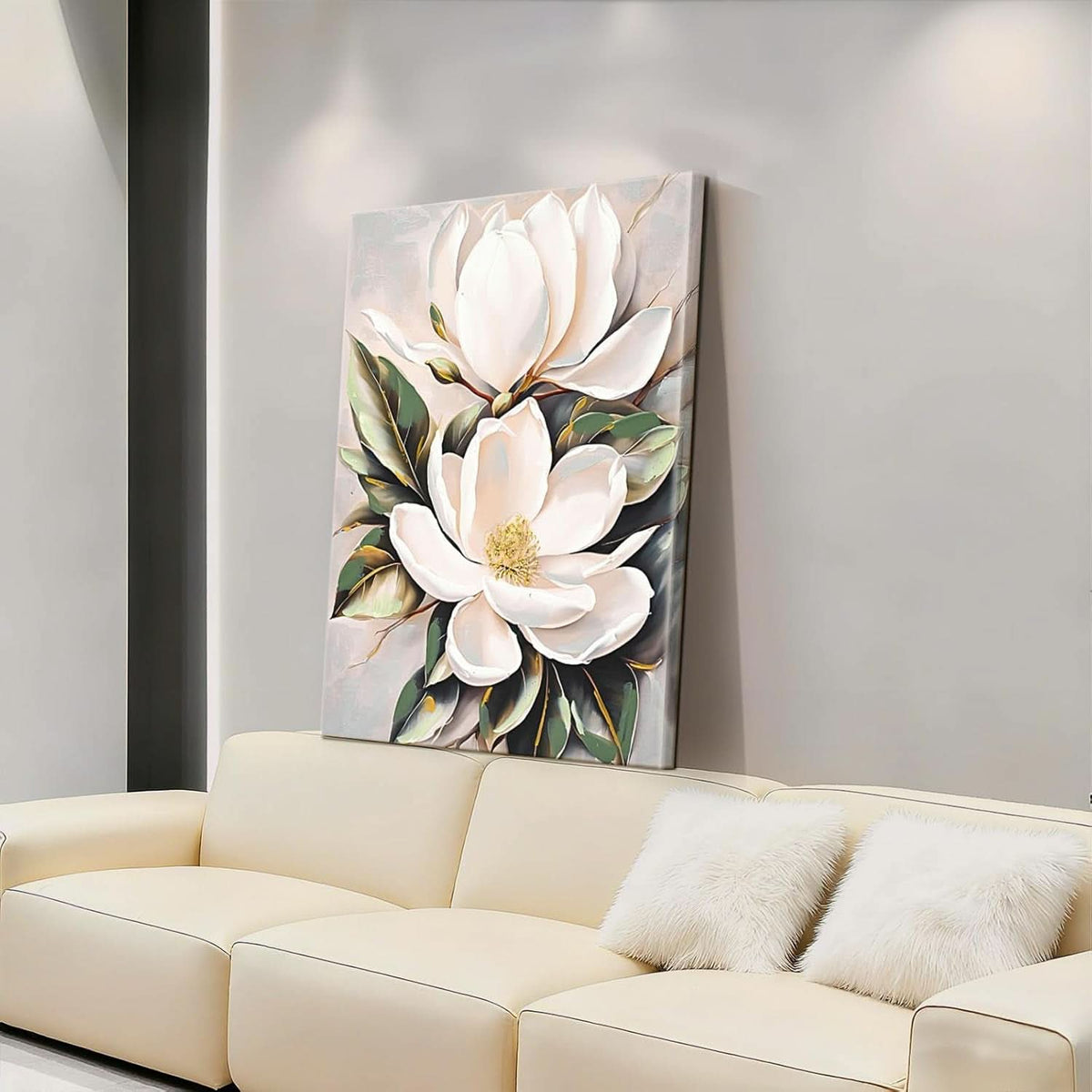 Flower Floral Wall Art 24x32 White Canvas for Living Room – image 4
