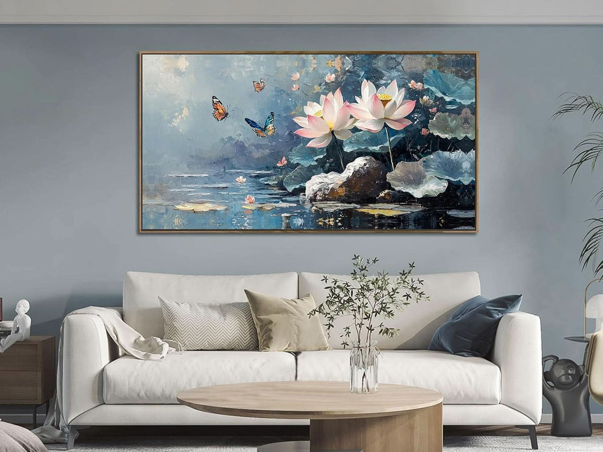 Lotus Floral Wall Art 40x20 Framed Canvas for Living Room – image 5