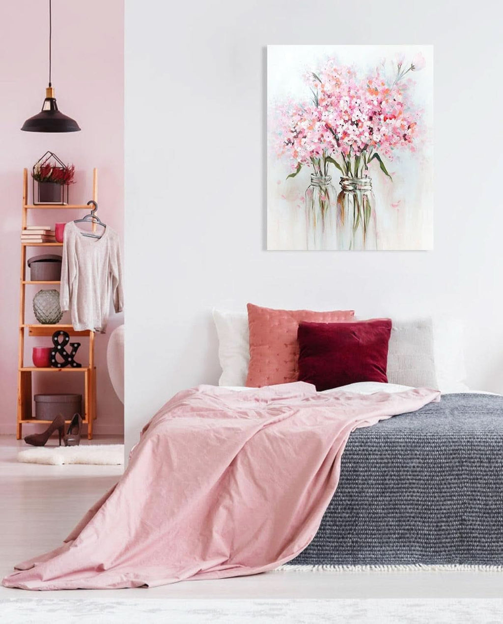 Flower Bouquet Abstract Floral Wall Art 24x30 Pink Canvas – image 3