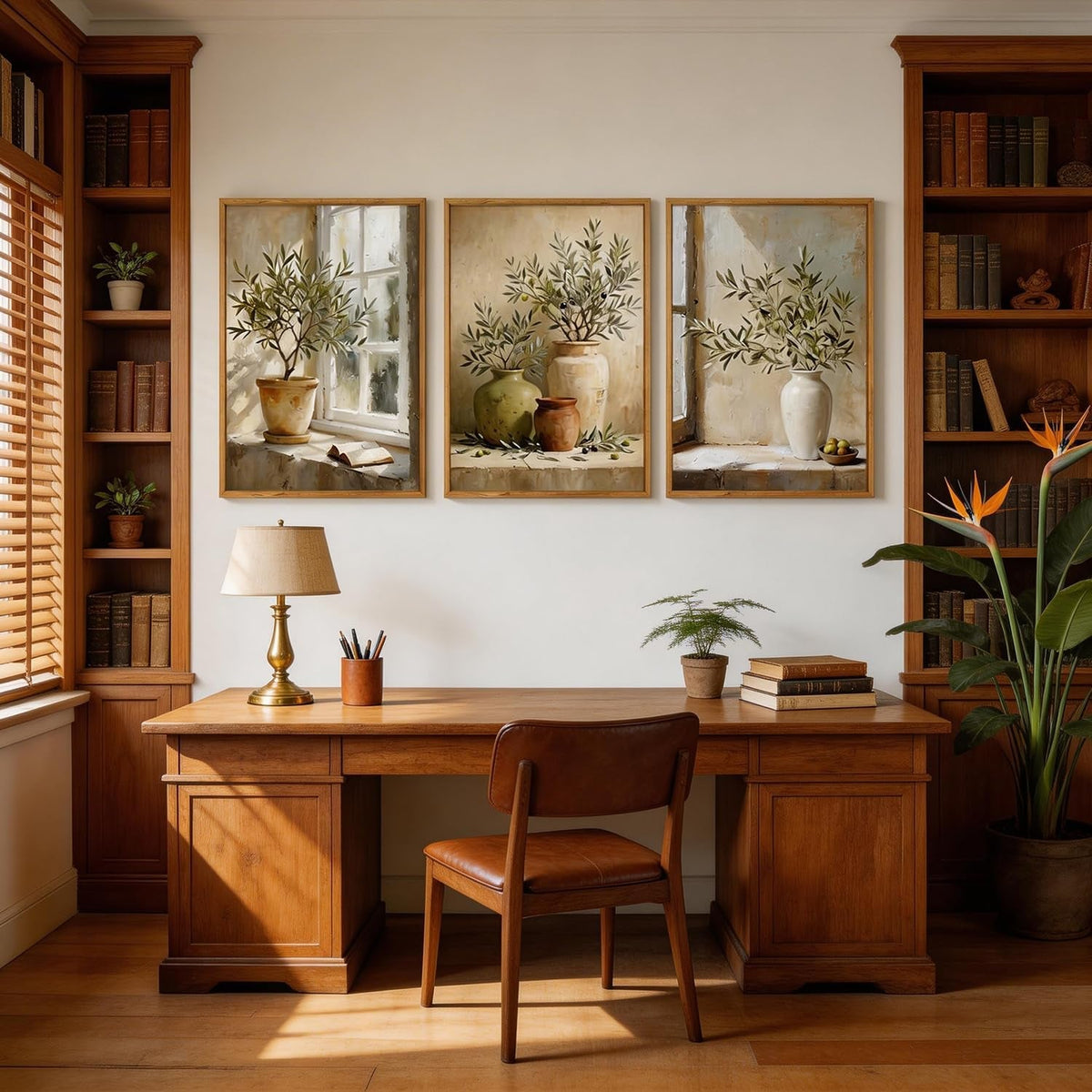 Olive Branch Botanical Wall Art Set of 3 Framed Canvas, 16x24 in – image 5