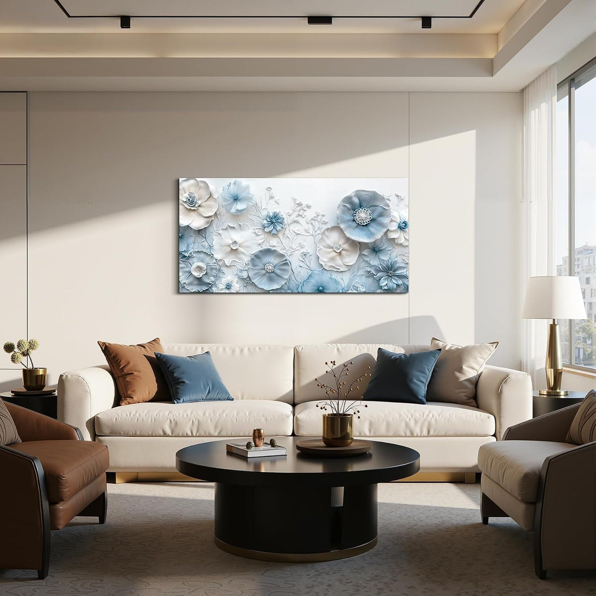 Floral Wall Art 20x40 Cerulean for Living Room – image 2