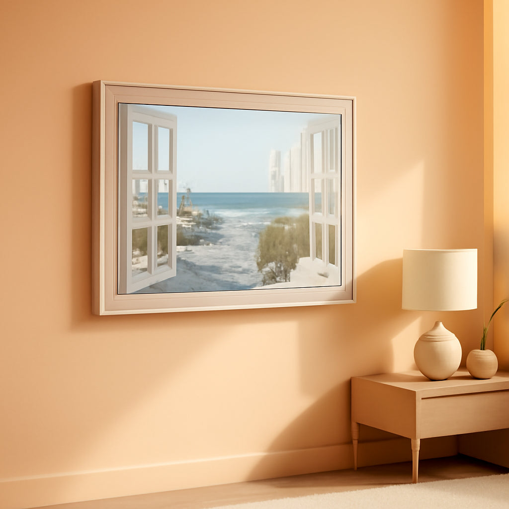Seascape Ocean Beach Coastal Wall Art Extra Large Blue Canvas – main view