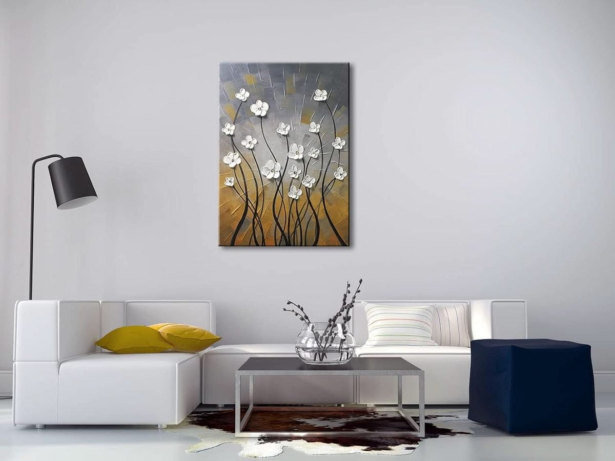 Floral Wall Art Extra Large Hand-Painted Canvas for Living Room – image 3