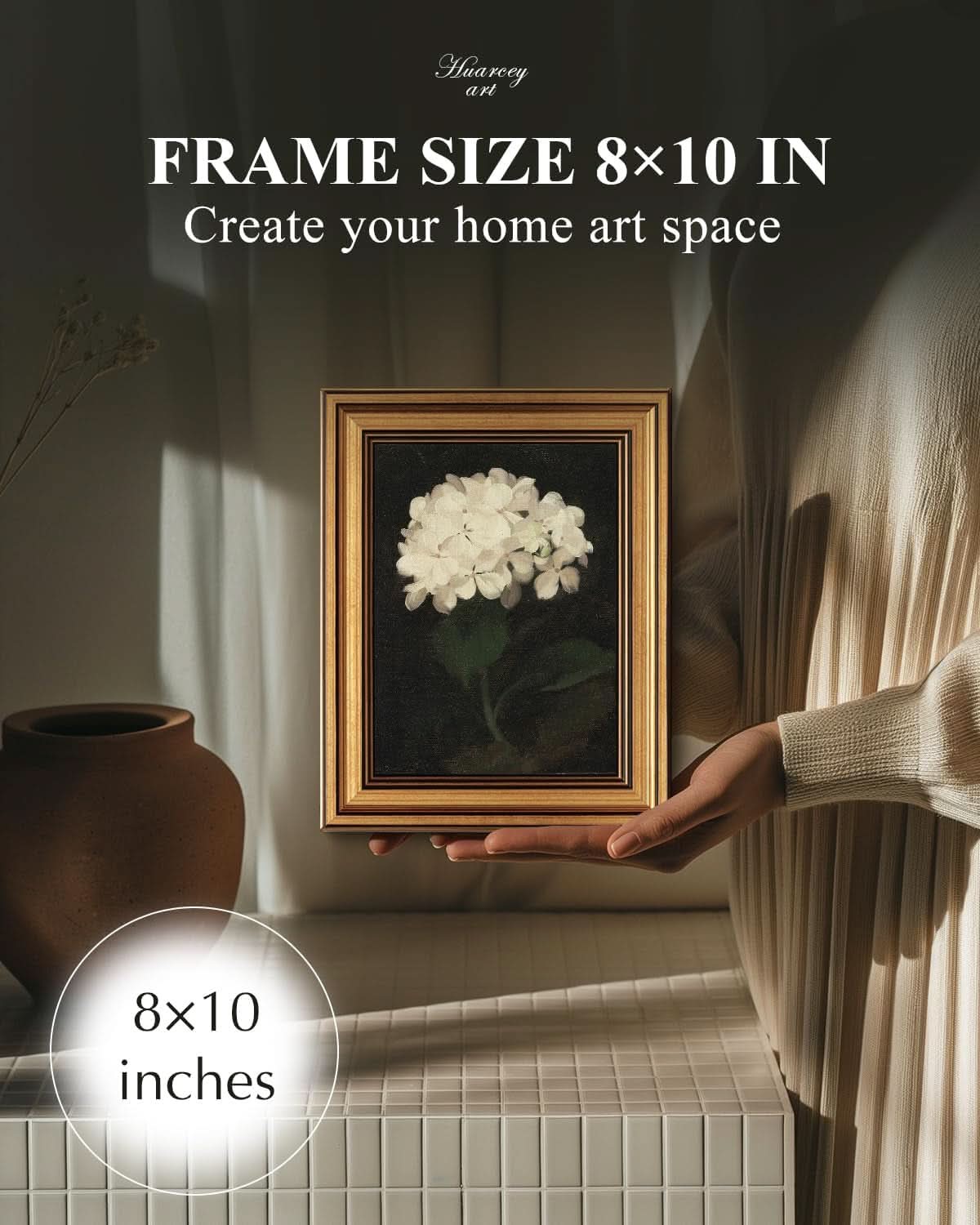 Hydrangea Gilded Floral Wall Art Framed Gold Canvas – image 2