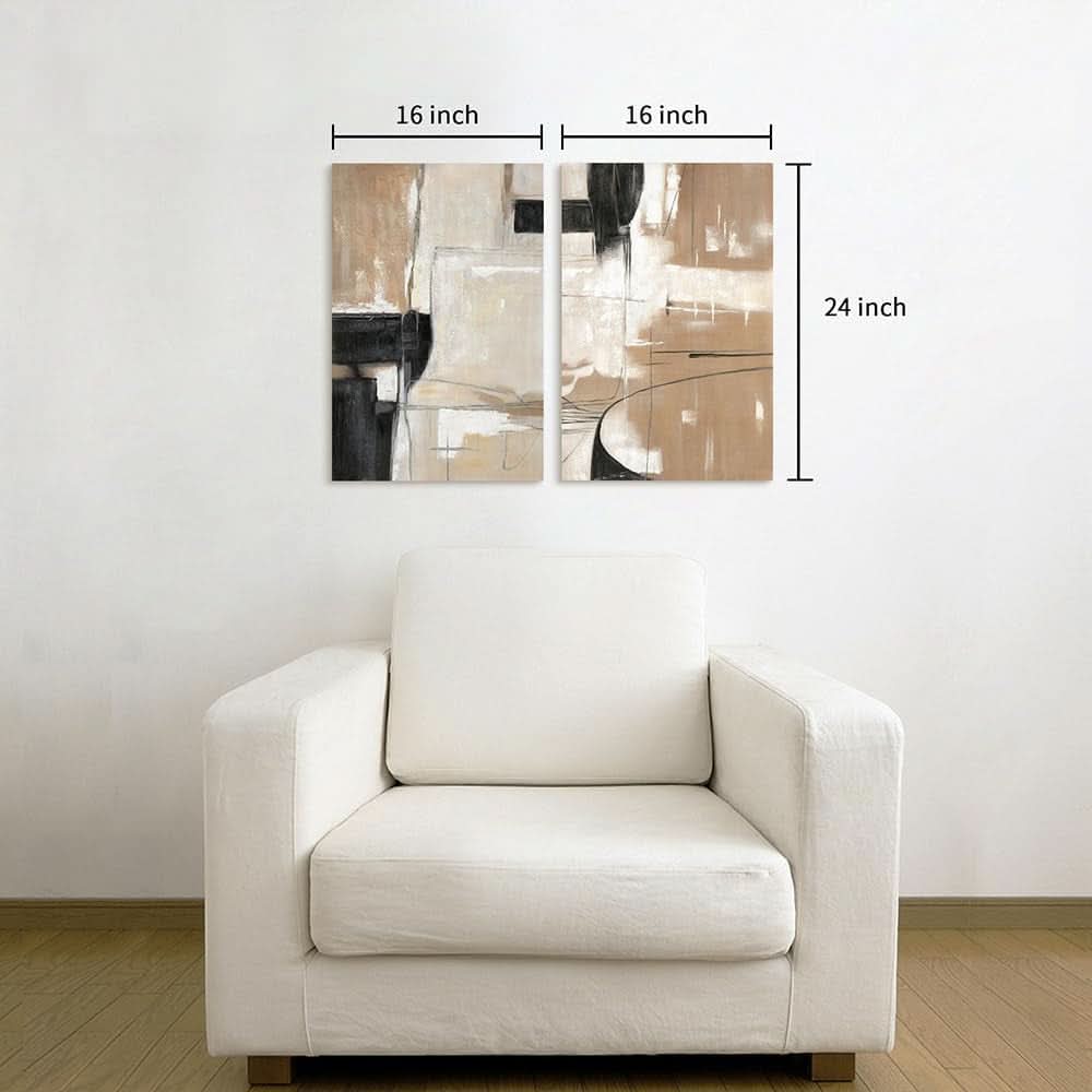 Abstract Wall Art Black Brown Canvas for Living Room – image 5