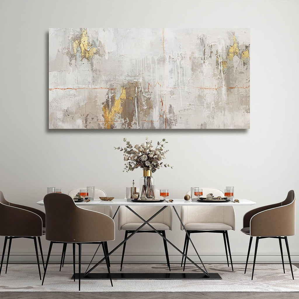 Textured Abstract Wall Art 24x48 White Canvas for Living Room – image 5