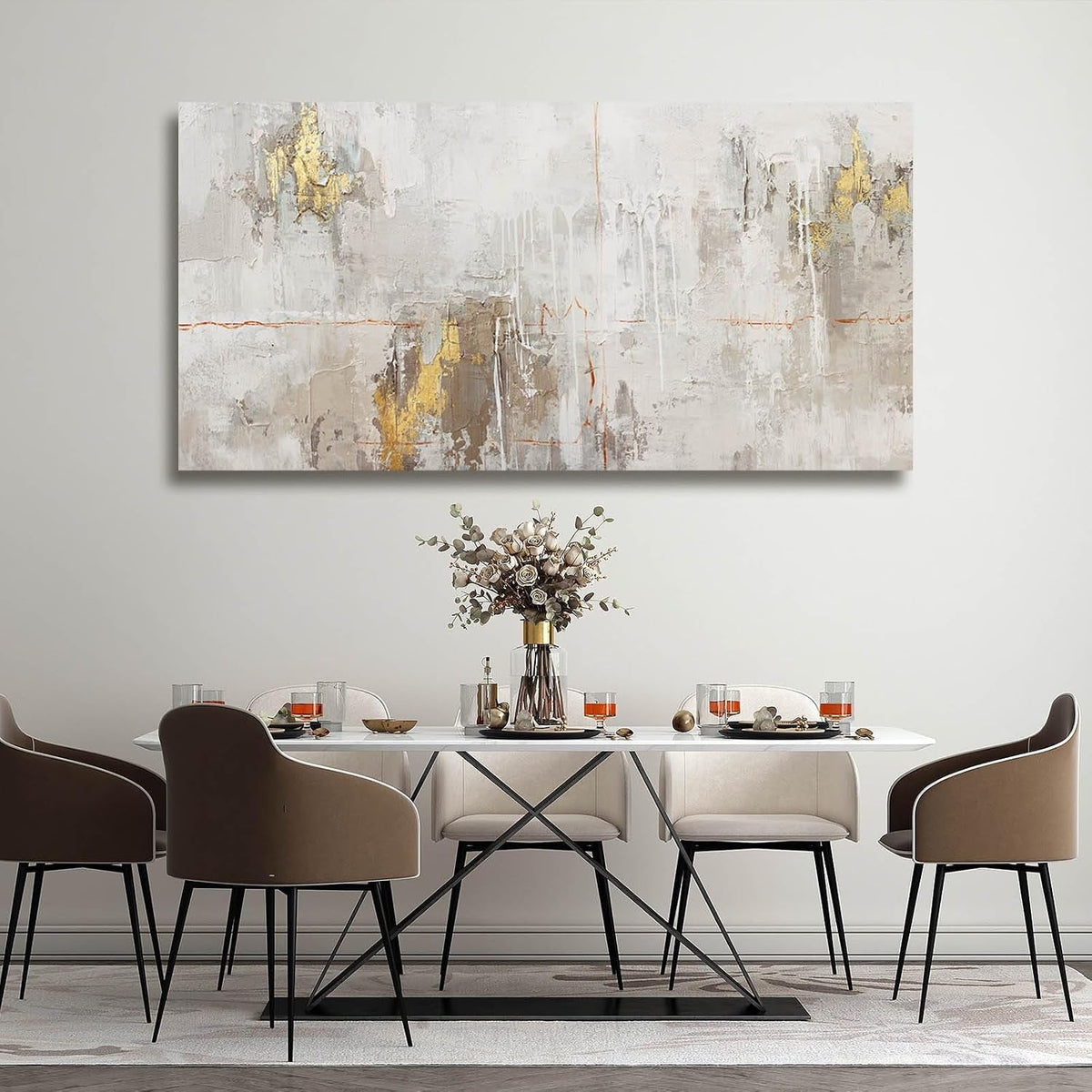 Textured Abstract Wall Art 24x48 White Canvas for Living Room – image 5