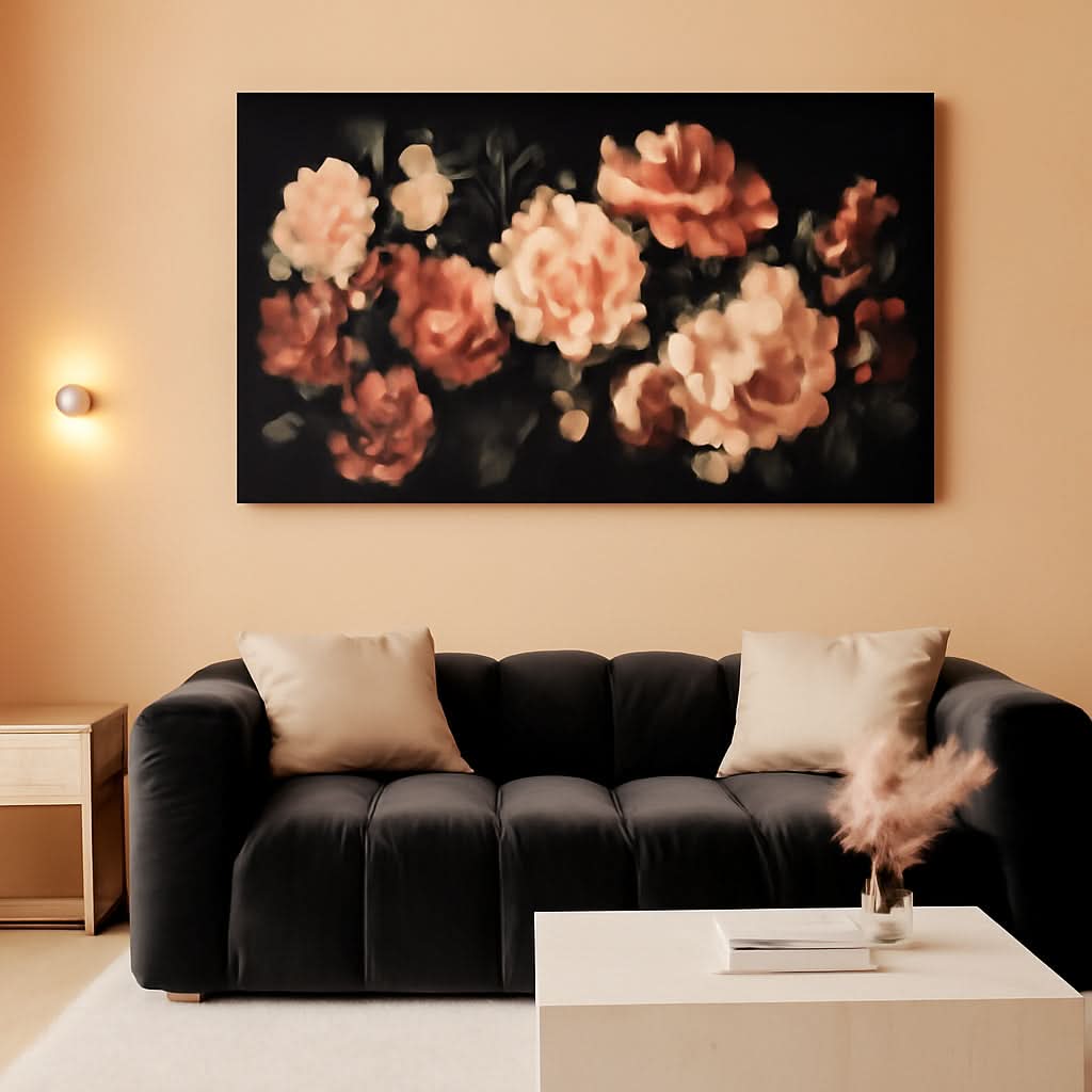 Botanical Wall Art 24x48 White Pink Canvas for Living Room – main view