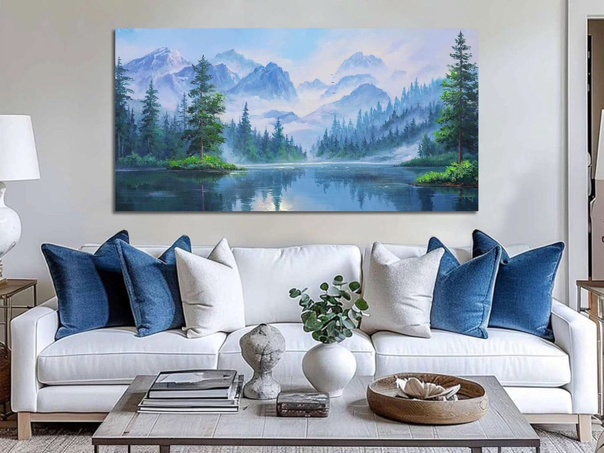Forest Landscape Wall Art 40x20 Framed Green Canvas – image 2