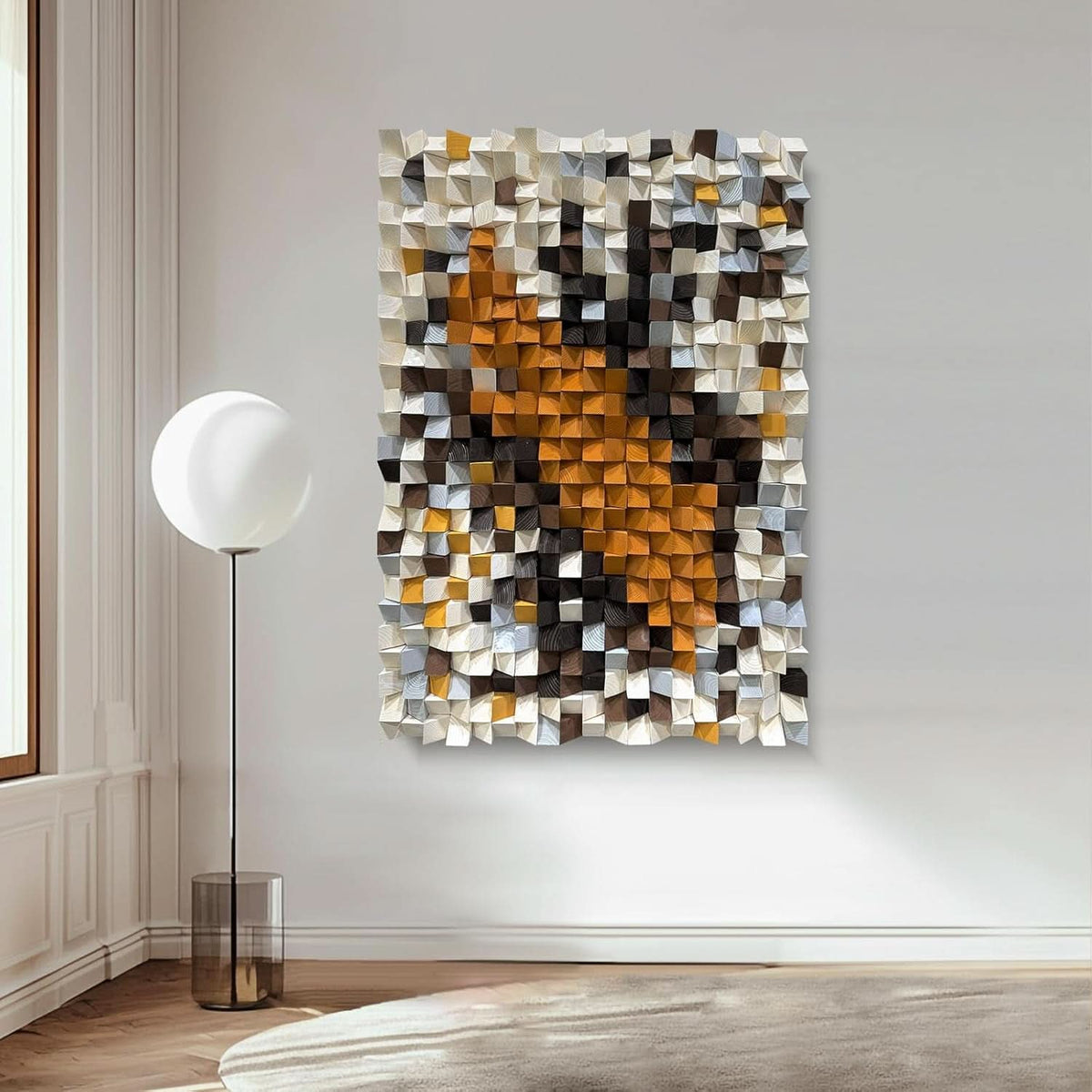 Mosaic Wall Art 27.6x39.4 White Orange for Living Room – image 7