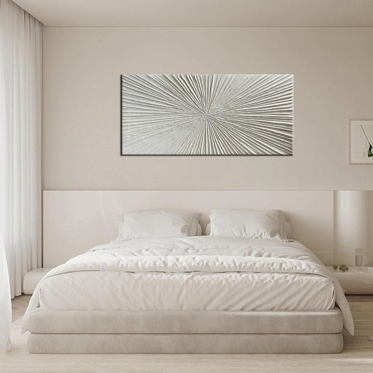 Abstract Wall Art 24x48 Hand-Painted Framed White for Living Room – image 4