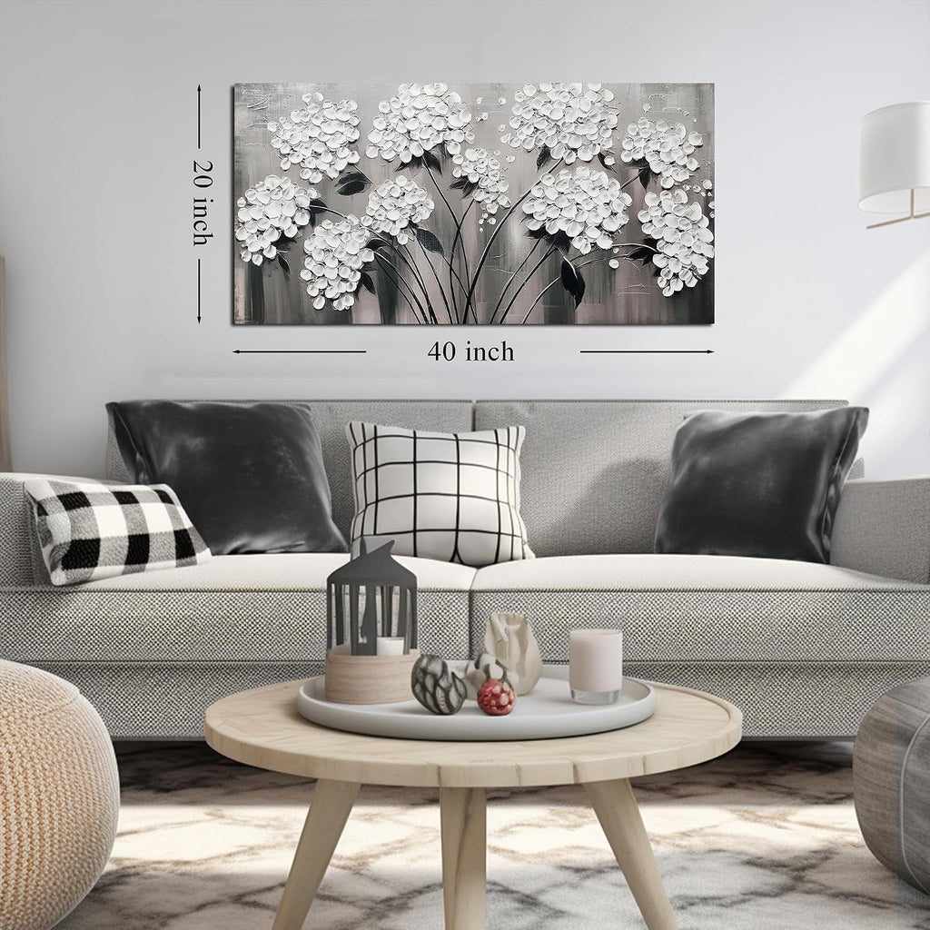 Black and White Floral Wall Art 20x40 Canvas for Living Room – image 7