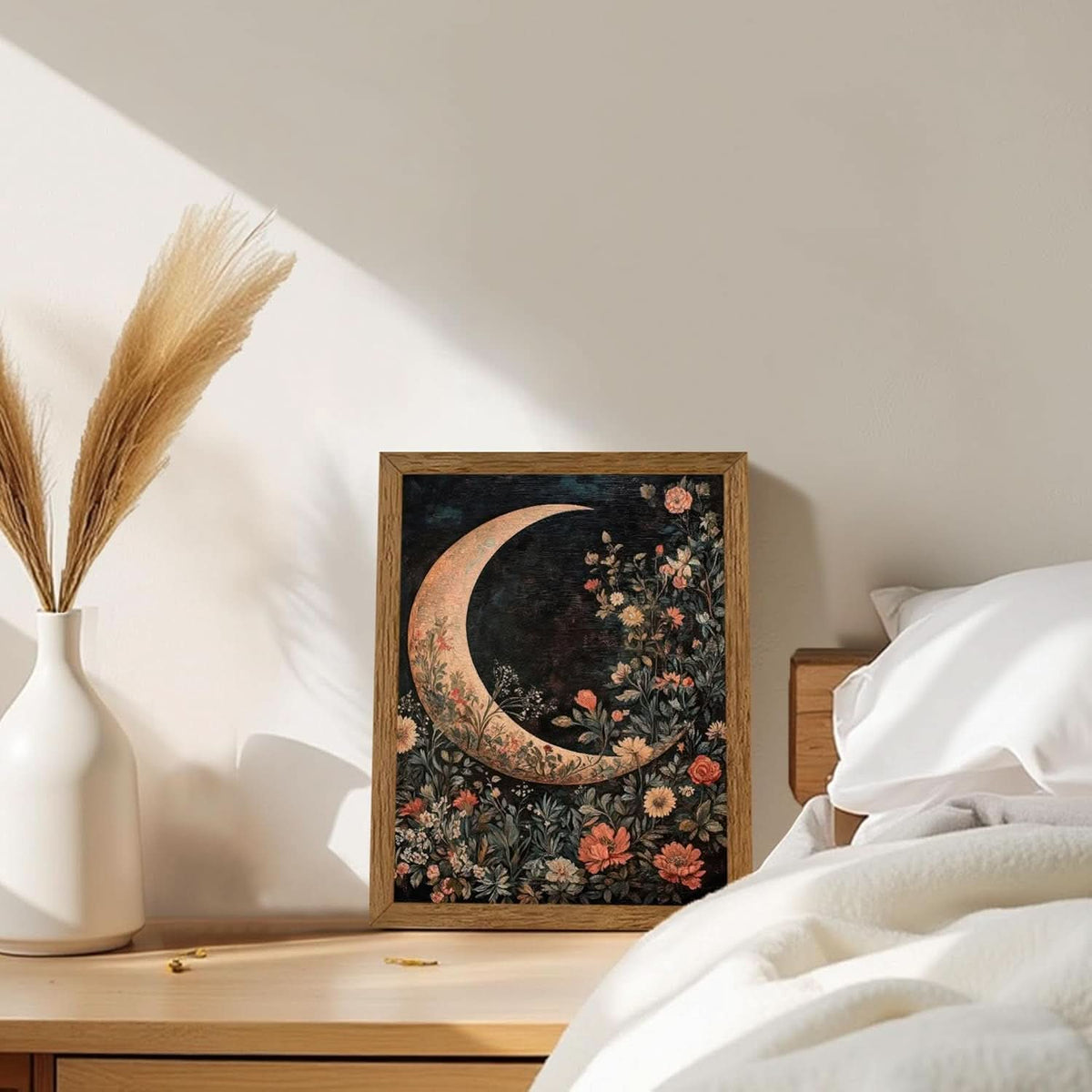Moon Midnight Celestial Floral Wall Art 8x10 Prints – image 4