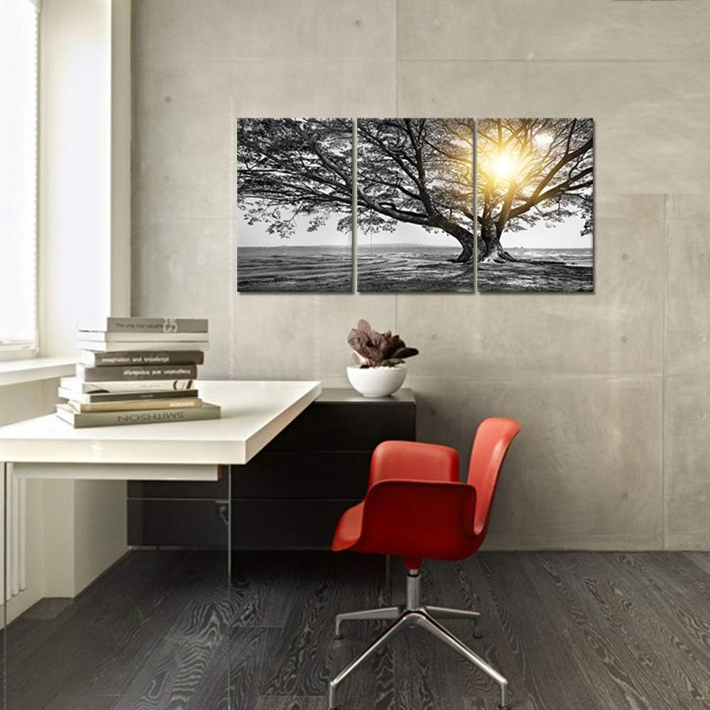 Tree Black and White Landscape Wall Art Set of 3 Framed Canvas – image 5
